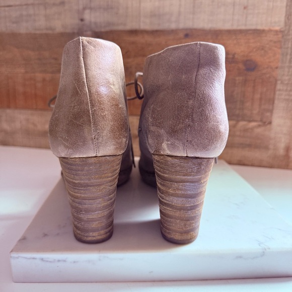 Born Ramsey Leather Taupe Block Heel Ankle Boots - Picture 4 of 7